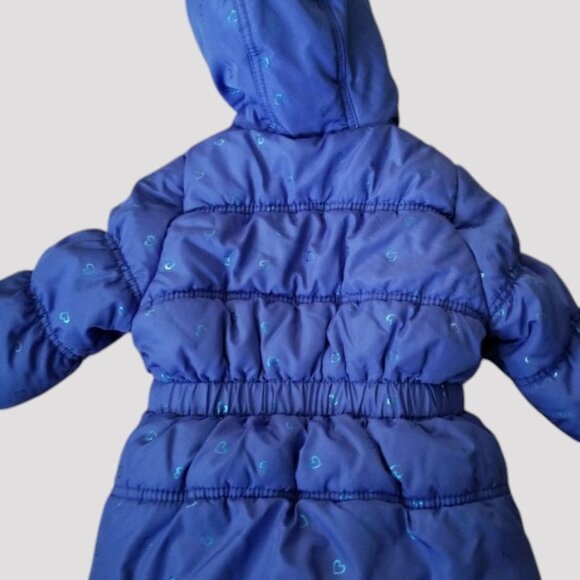 PROTECTION SYSTEM Blue Heart Print Winter Parka Jacket Girls Size 2T - Picture 3 of 6